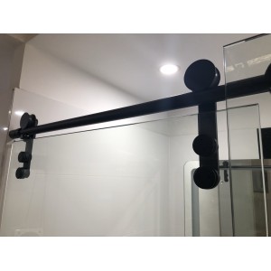 Sero-L Frameless Sliding Door L Shape Shower Screen With Matte Black Fittings 1500-1600 *900